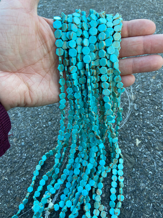 Hexagon Magnesite Turquoise Bead