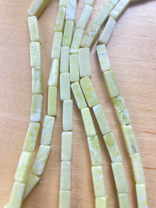 Thin Rectangle Green Stone Beads