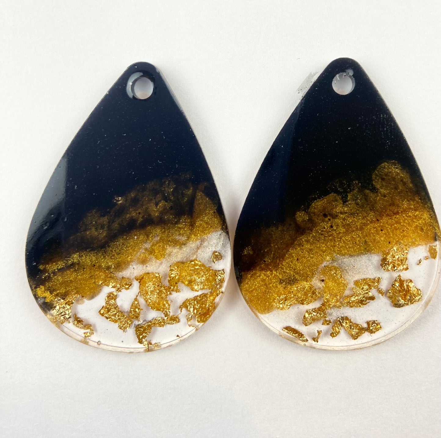 Black and Gold Resin Earrings