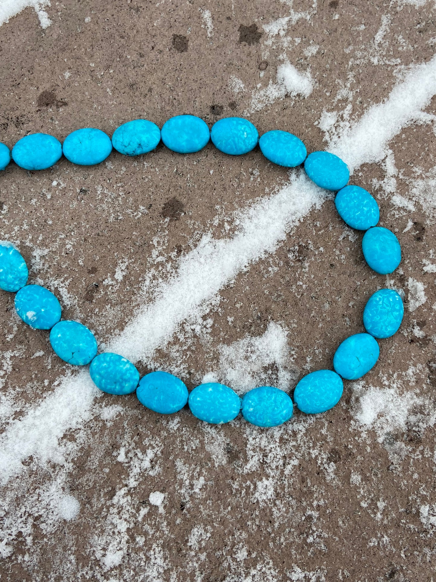 Bright Blue Oval Stone Beads 12mm