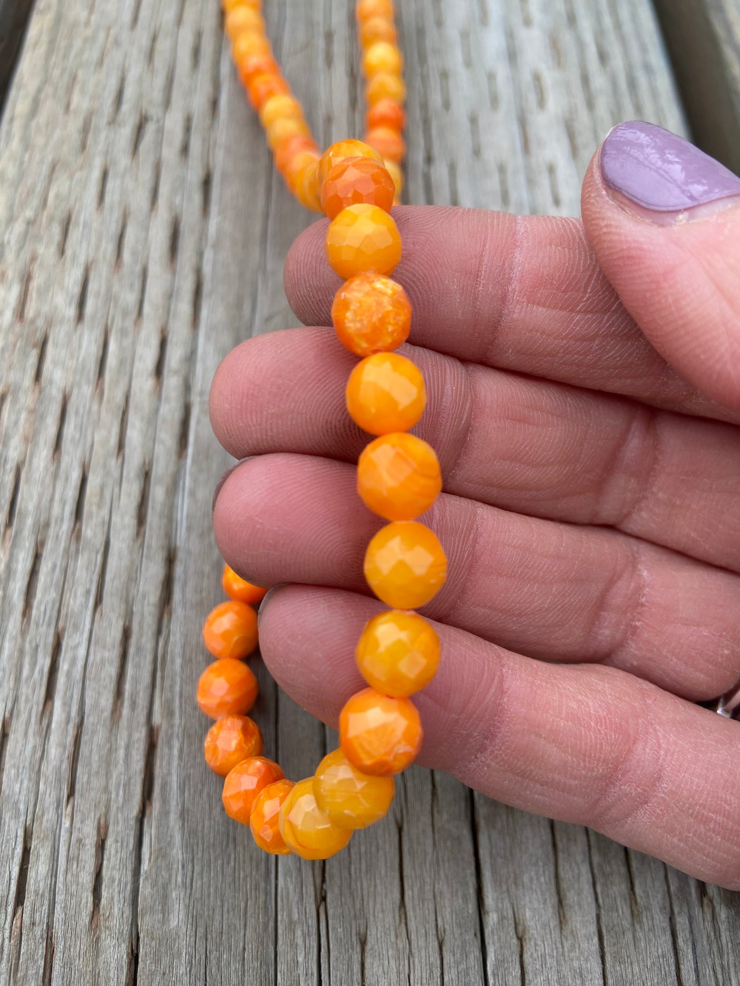 Orange Round Faceted Coral Bead