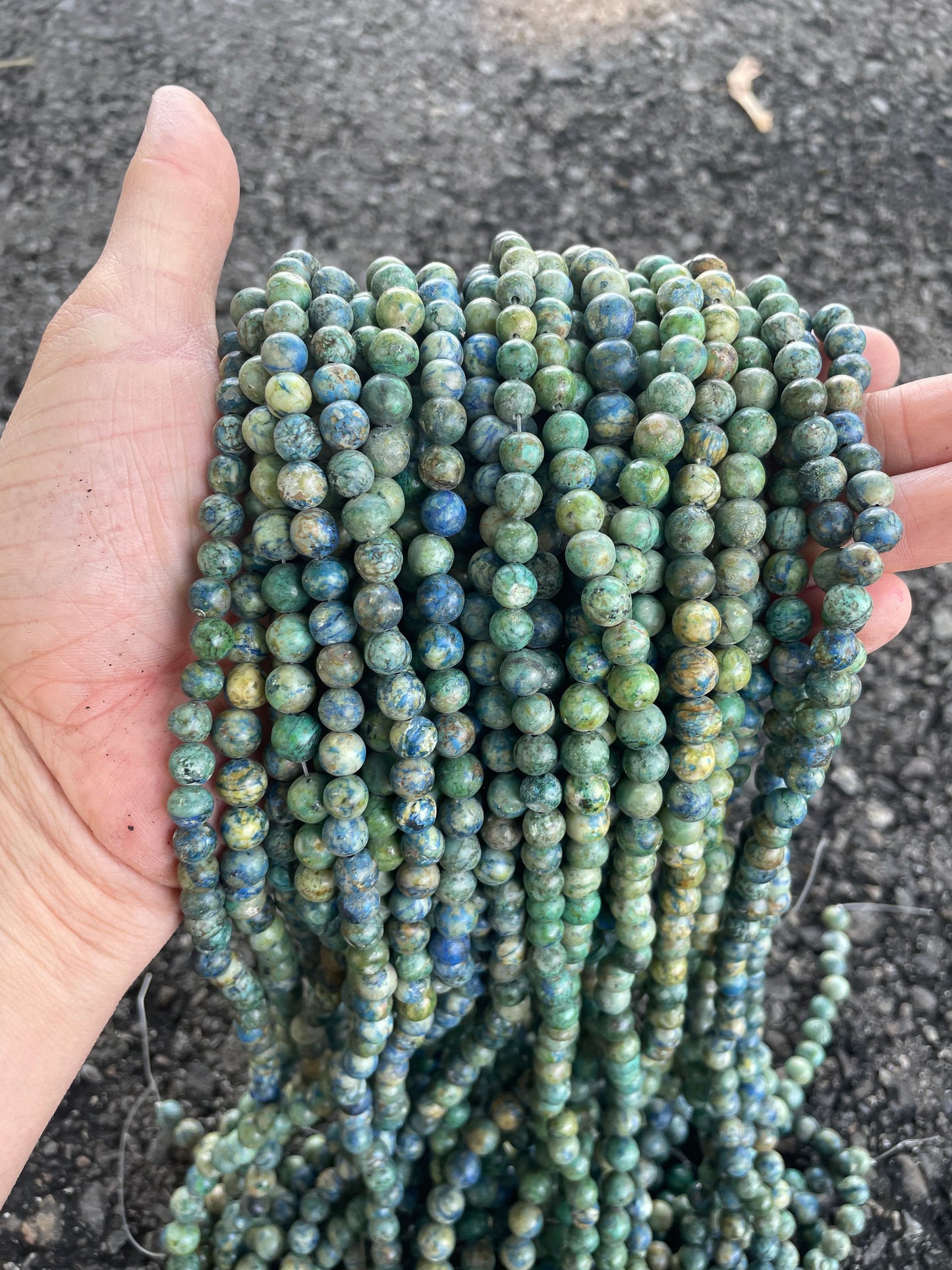 Green & Blue Speckled Real Stone Beads