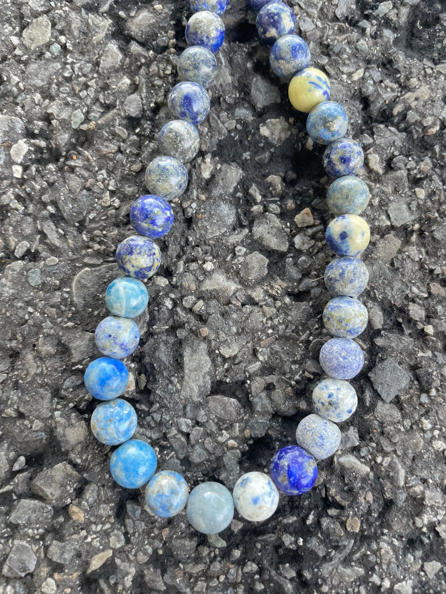 Blue Speckle Round Real Stone Beads