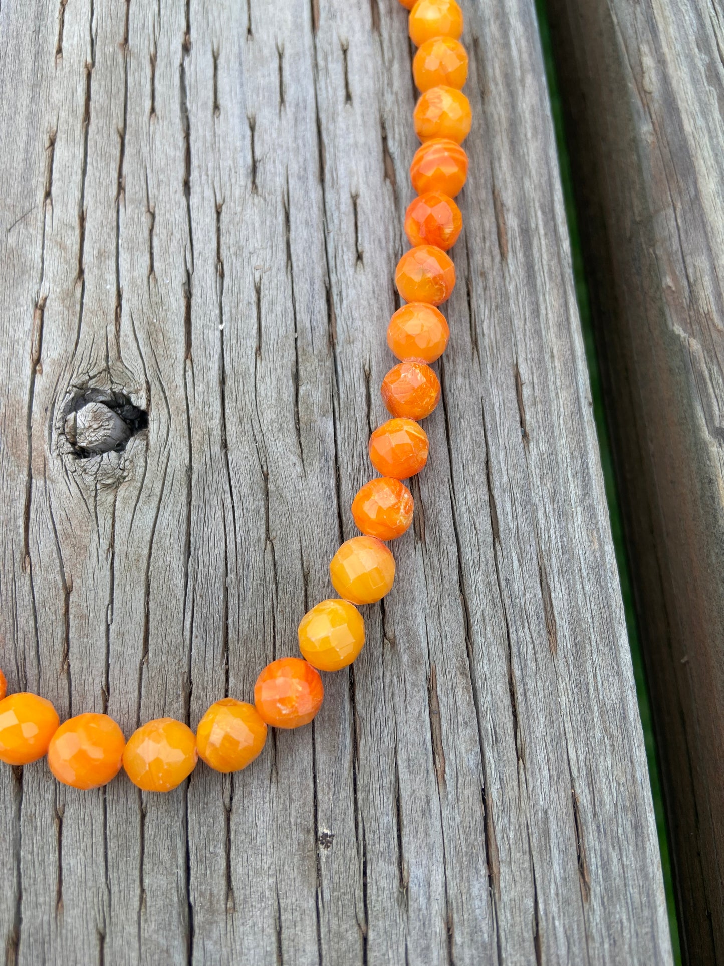 Orange Round Faceted Coral Bead