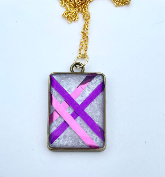 Purple and Pink Striped Pendant Necklace