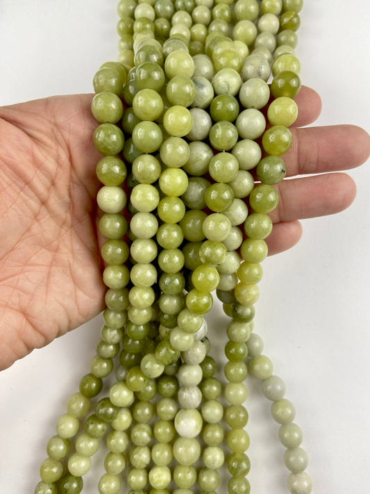 Green Round Polished Real Stone Bead 10mm