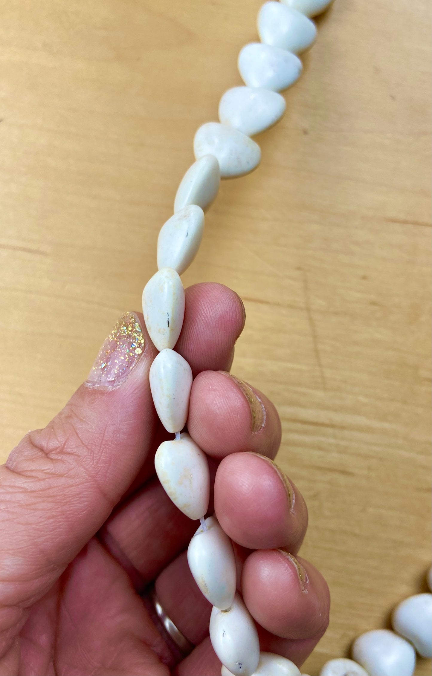 White Turquoise Heart Stone Bead