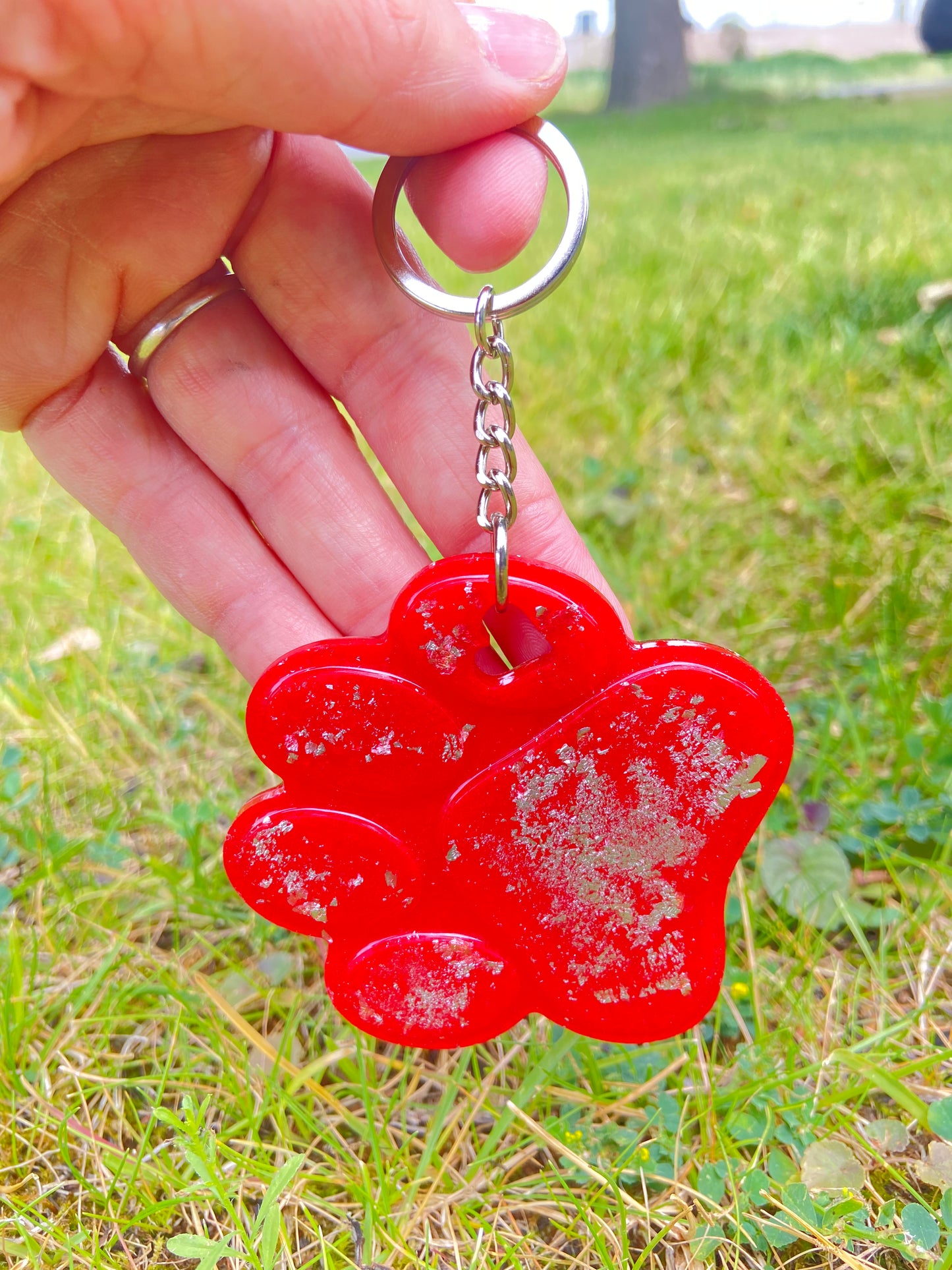 Big Red Paw Keychain