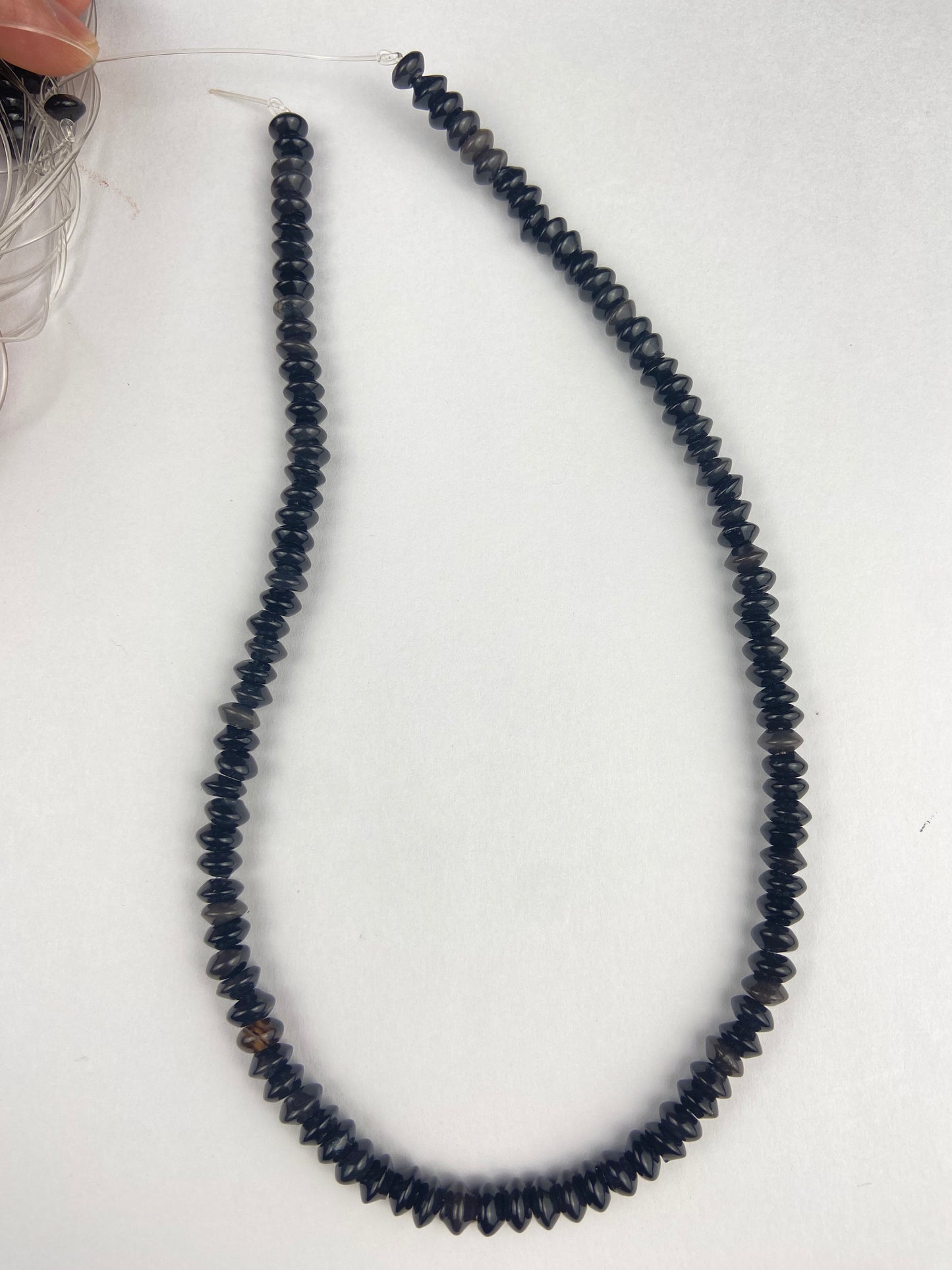 Tiny Black Disc Agate Beads