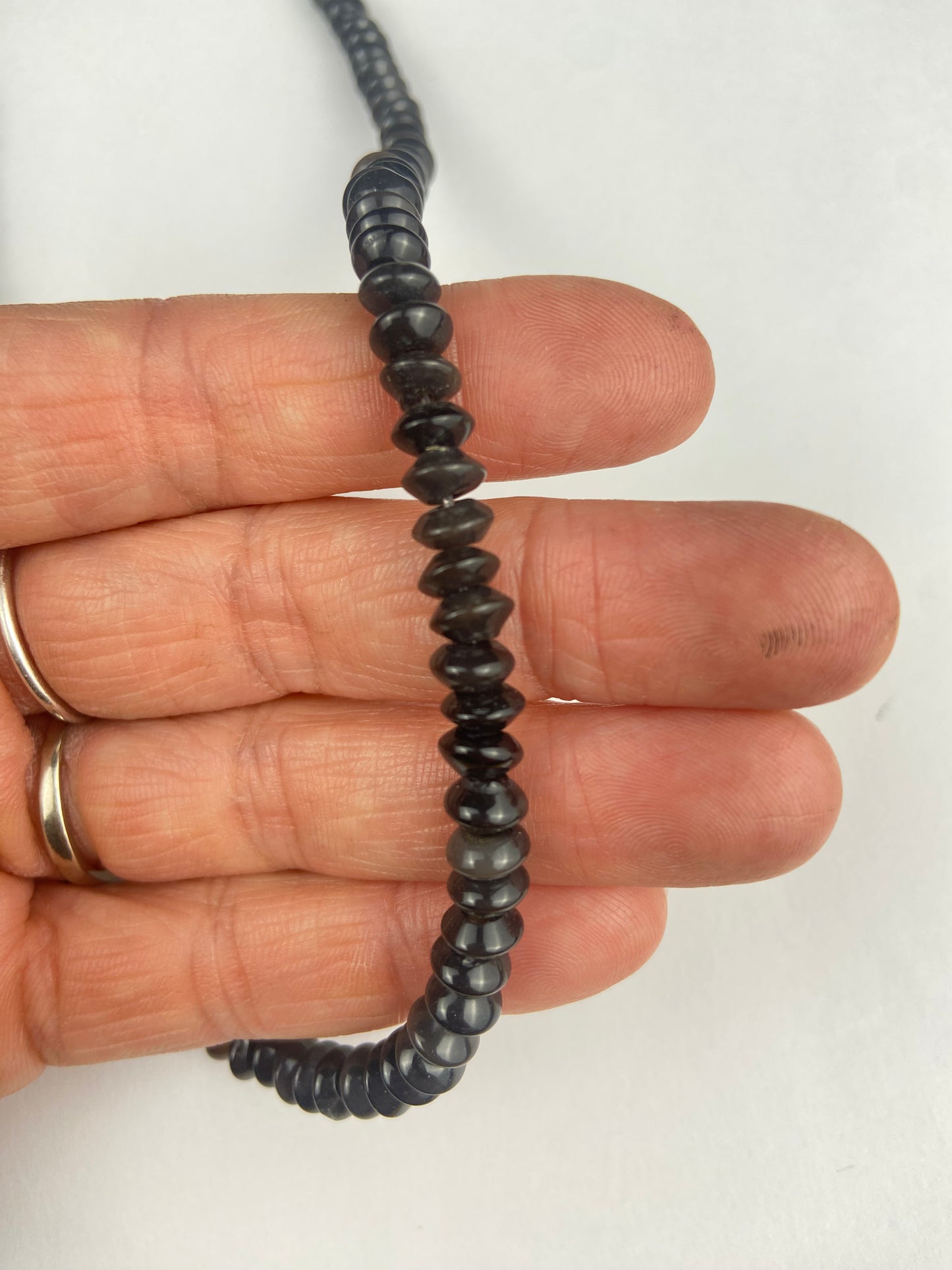 Tiny Black Disc Agate Beads