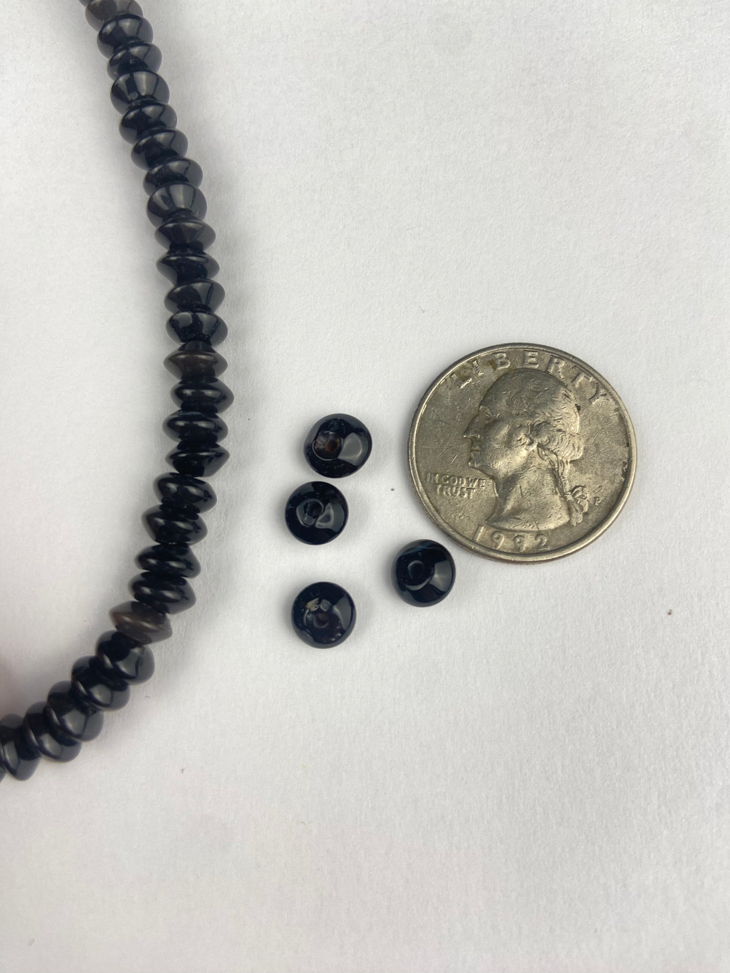 Tiny Black Disc Agate Beads