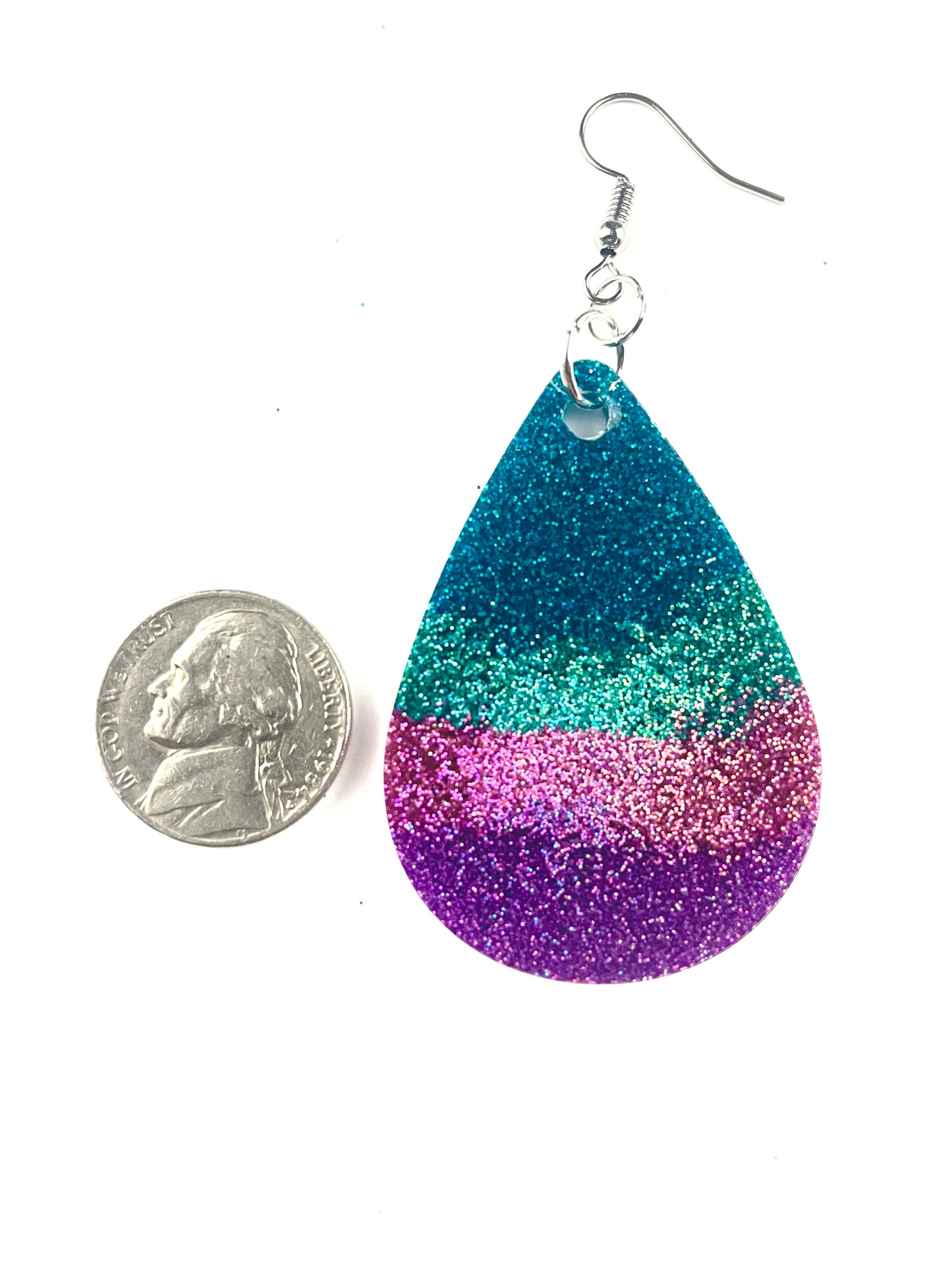 Mermaid Colored Glitter Earrings