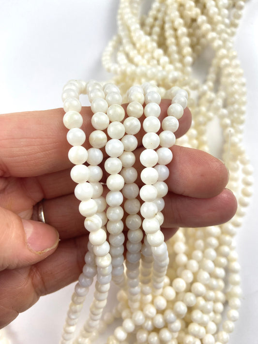 Small Pearl-Color 5mm Stone Beads