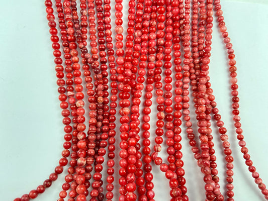 Red Round Coral Beads
