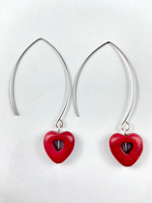 Marquise Dangled Earrings with Heart Bead