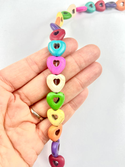 Mulitcolor Heart Shaped Real Stone Beads