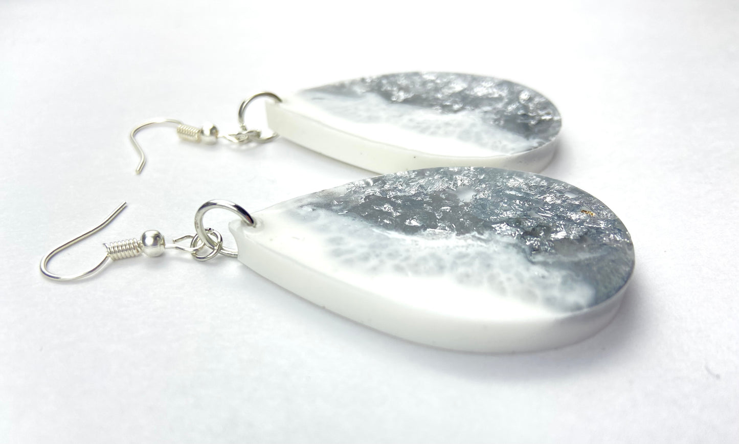 Silver White Dangle Earrings