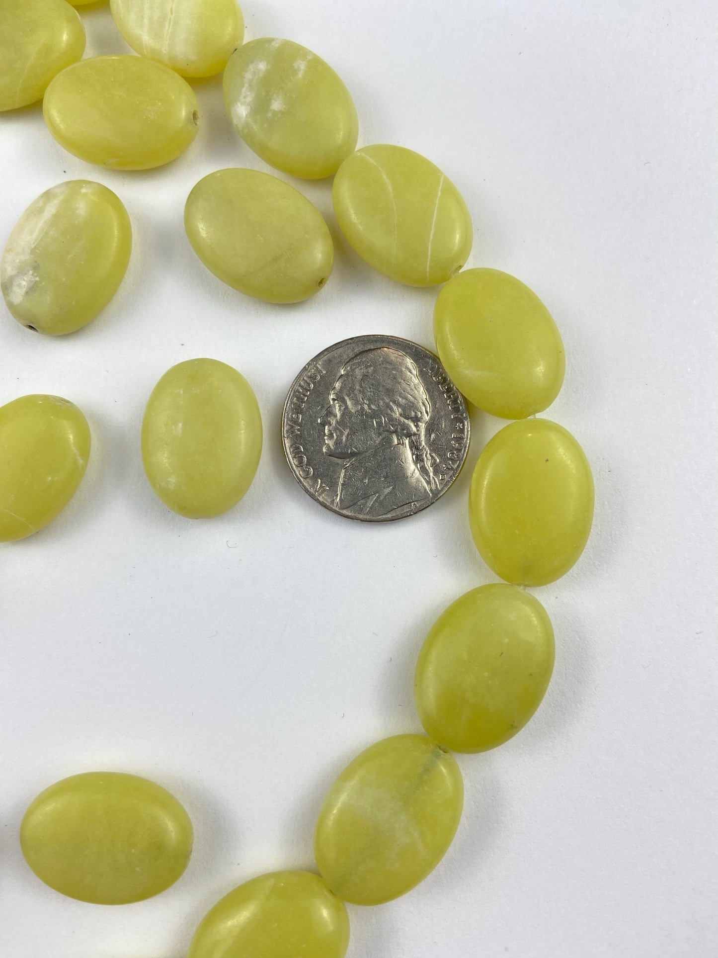 Light Green Oval Stone Beads