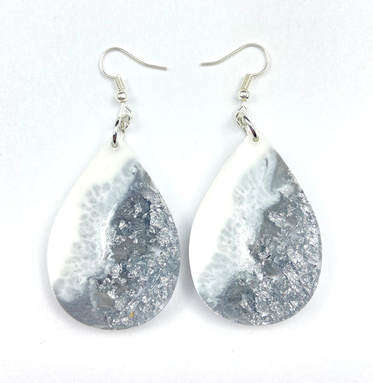 Silver White Dangle Earrings